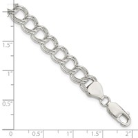 Sterling Silver 7.75mm Solid Double Link 6 Inch Charm Bracelet view 4