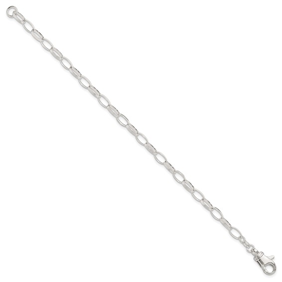 Sterling Silver 10 inch Solid Polished Fancy Link Anklet