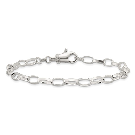 Sterling Silver 10 inch Solid Polished Fancy Link Anklet