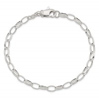 Sterling Silver 9inch Solid Polished Fancy Link Anklet view 5