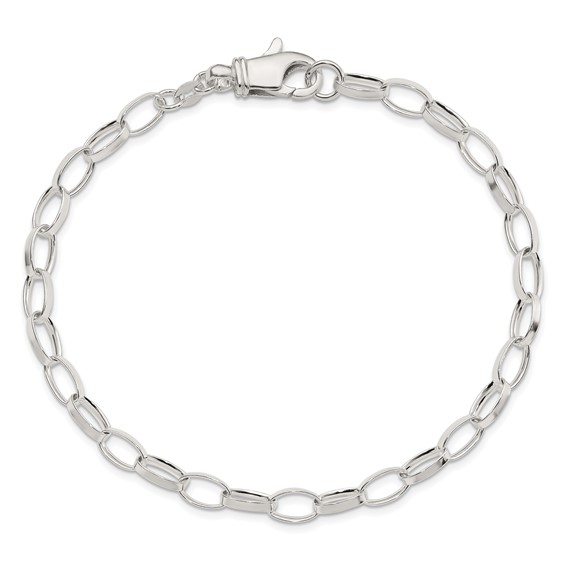 Sterling Silver 10 inch Solid Polished Fancy Link Anklet
