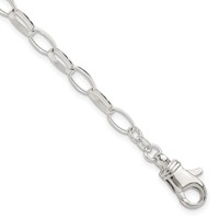 Sterling Silver 9inch Solid Polished Fancy Link Anklet view 1