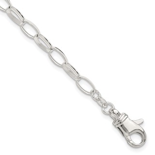 Sterling Silver 9inch Solid Polished Fancy Link Anklet