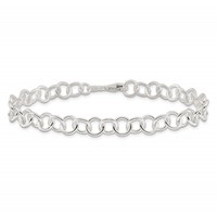 Sterling Silver Polished Fancy Link Anklet, 10" view 3