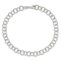Sterling Silver Polished Fancy Link Anklet, 10" view 4