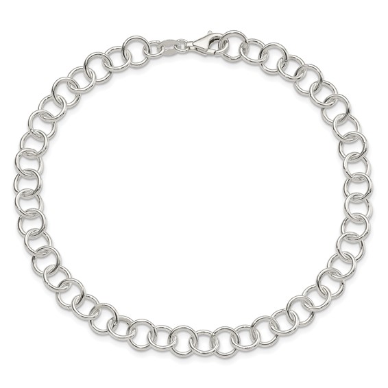 Sterling Silver 10inch Polished Fancy Link Anklet