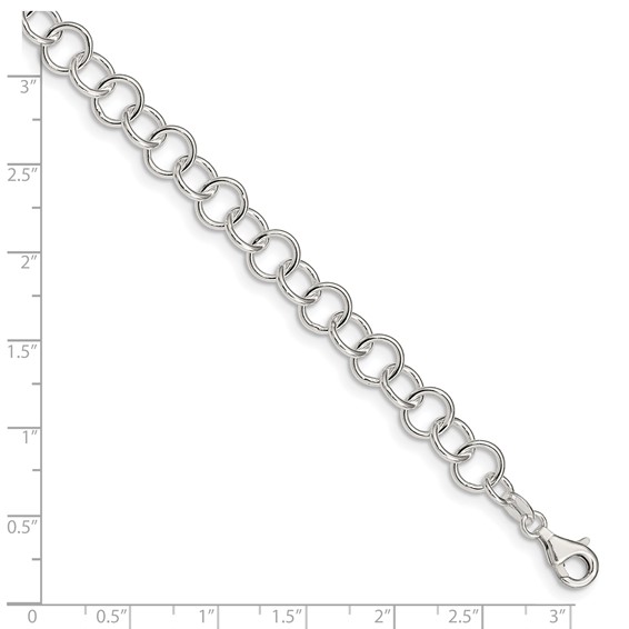 Sterling Silver 10inch Polished Fancy Link Anklet
