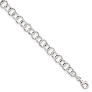 Sterling Silver 10inch Polished Fancy Link Anklet