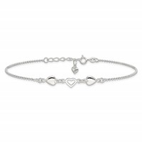 Sterling Silver Heart Plus 1 Inch Extender - Total 10 Inch Anklet, 9" view 3