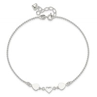Sterling Silver Heart Plus 1 Inch Extender - Total 10 Inch Anklet, 9" view 5