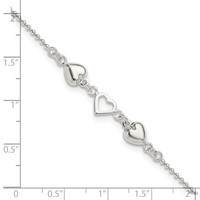 Sterling Silver Heart Plus 1 Inch Extender - Total 10 Inch Anklet, 9" view 4