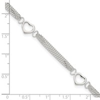 Sterling Silver 10inch Polished Heart Anklet view 4