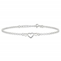 Sterling Silver Three Hearts Plus 1 Inch Extender - Total 10 Inch Anklet, 9" view 3