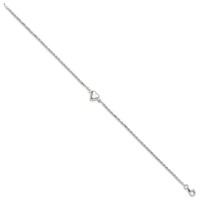 Sterling Silver Puffed Heart Anklet view 2
