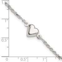 Sterling Silver Puffed Heart Anklet view 4