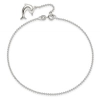 Sterling Silver Dolphin Dangle Plus 1 Inch Extender - Total 10 Inch Anklet - 9in view 5