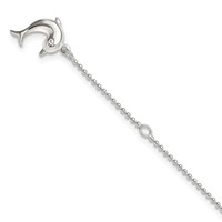 Sterling Silver Dolphin Dangle Plus 1 Inch Extender - Total 10 Inch Anklet - 9in view 1