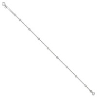 Sterling Silver Flowers 8-Station Plus 1 Inch Extender - Total 10 Inch Anklet, 9" view 2