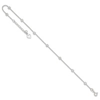 Sterling Silver Flowers 8-Station Plus 1 Inch Extender - Total 10 Inch Anklet, 9" view 4