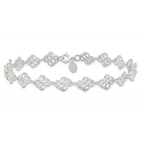 Sterling Silver Fancy Polished Anklet, 10" view 3