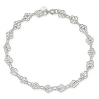 Sterling Silver Fancy Polished Anklet, 10" view 4