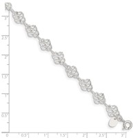 Sterling Silver Fancy Polished Anklet, 10" view 2