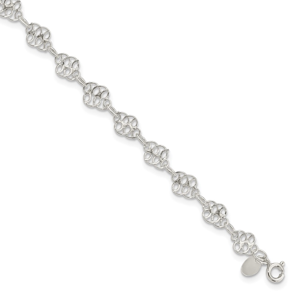 Sterling Silver Fancy Polished Anklet, 10"