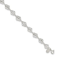 Sterling Silver Fancy Polished Anklet, 10" view 1