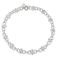 Sterling Silver Fancy Polished Anklet, 10" view 3