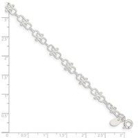 Sterling Silver Fancy Polished Anklet, 10" view 2