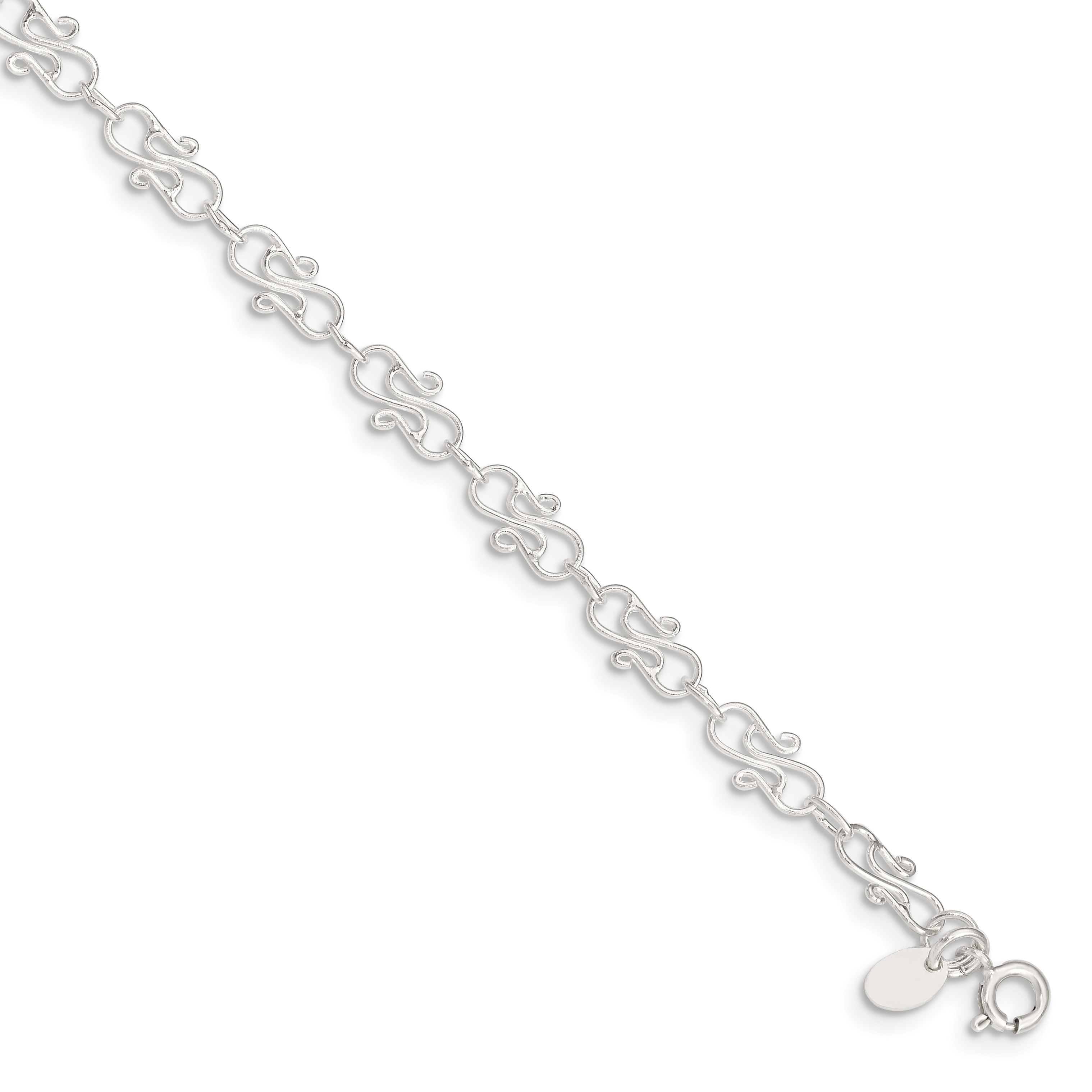 Sterling Silver 10inch Fancy Polished Anklet (QG1240-10)