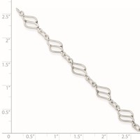 Sterling Silver Fancy Polished Anklet - 10in view 2