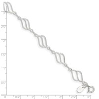 Sterling Silver Fancy Polished Anklet - 10in view 3