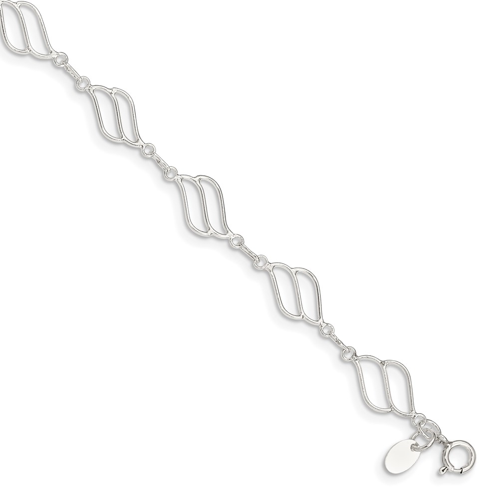 Sterling Silver Fancy Polished Anklet - 10in