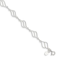 Sterling Silver Fancy Polished Anklet - 10in view 1