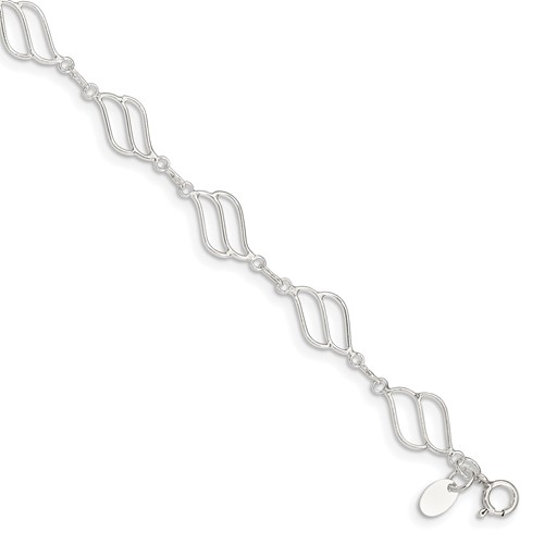Sterling Silver Fancy Polished Anklet, 10"