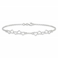 Sterling Silver Polished Fancy Heart Link Anklet, 9" view 3