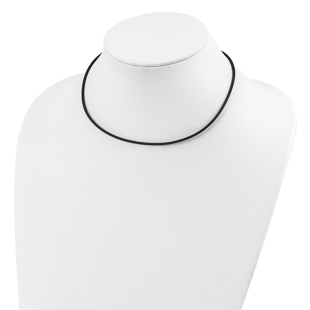 Sterling Silver 20inch 2mm Black Rubber Cord Necklace (QG1256-20)