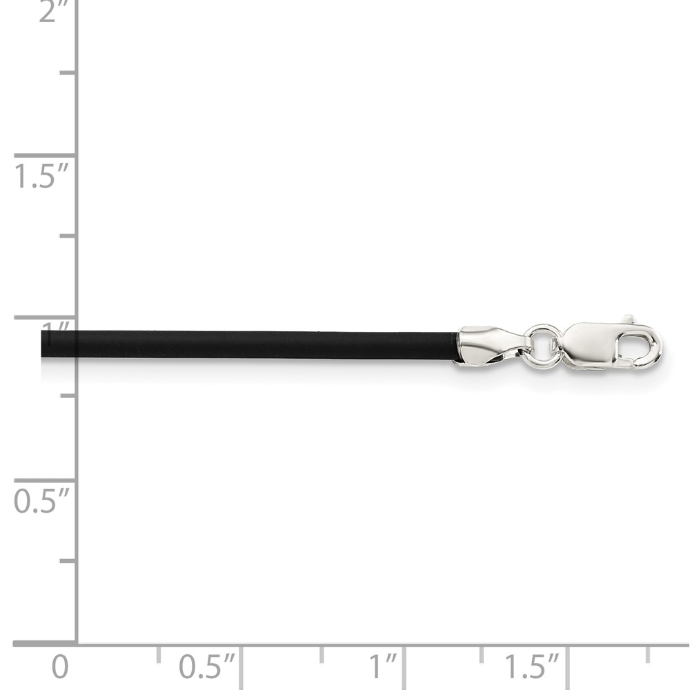 Sterling Silver 20inch 2mm Black Rubber Cord Necklace (QG1256-20)