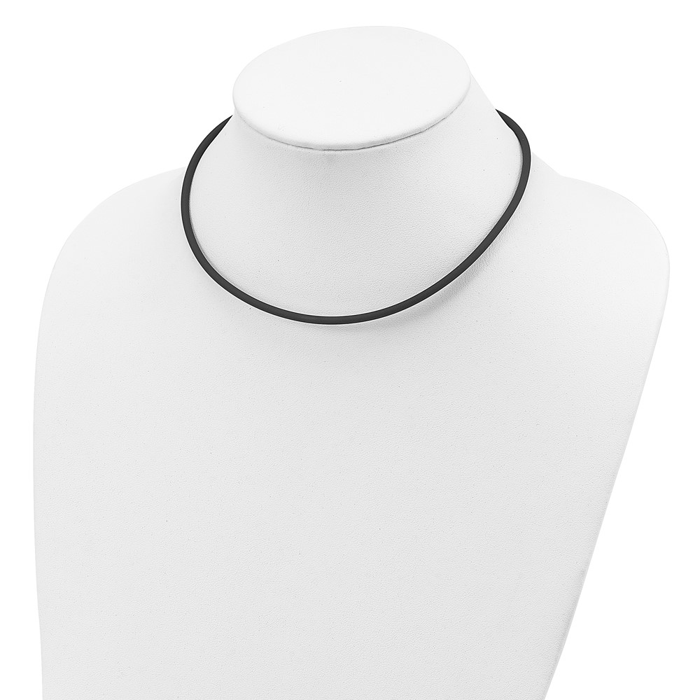 Sterling Silver 20inch 3mm Black Rubber Cord Necklace (QG1257-20)