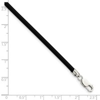 Sterling Silver 3mm Black Rubber Cord Necklace, 16" view 2