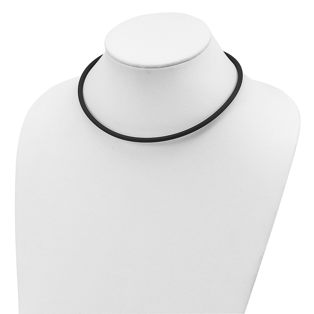 Sterling Silver 20inch 4mm Black Rubber Cord Necklace (QG1258-20)