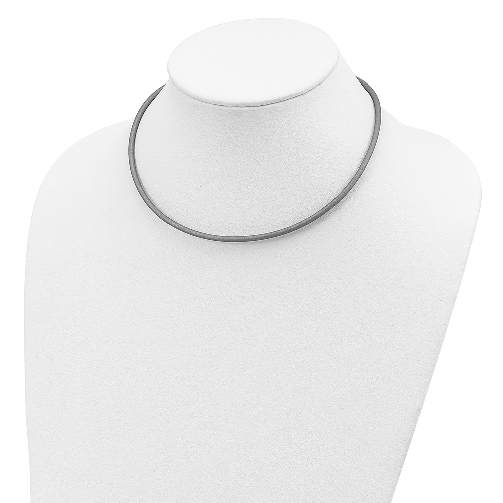 Sterling Silver 18inch 3mm Metallic Rubber Cord Necklace (QG1260-18)