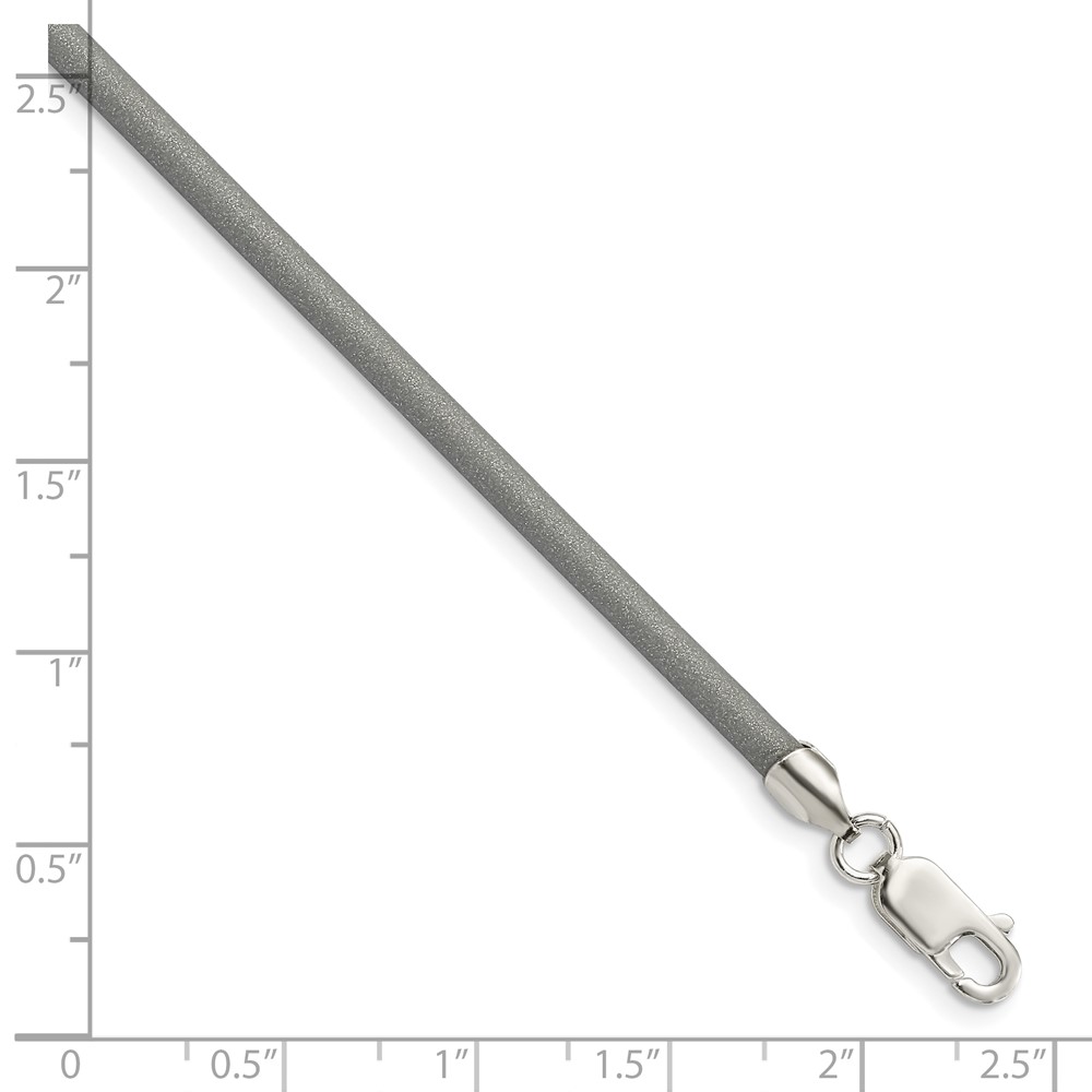 Sterling Silver 18inch 3mm Metallic Rubber Cord Necklace (QG1260-18)