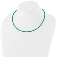 Sterling Silver 3mm Emerald Rubber Cord Necklace view 2
