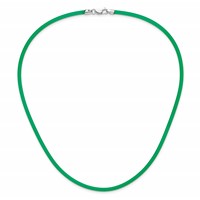 Sterling Silver 3mm Emerald Rubber Cord Necklace view 3