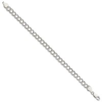 Sterling Silver 6mm Solid Double Link Charm Bracelet, 6" view 2