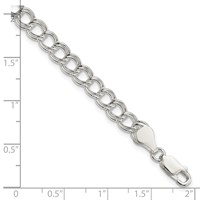 Sterling Silver 6mm Solid Double Link Charm Bracelet, 6" view 3