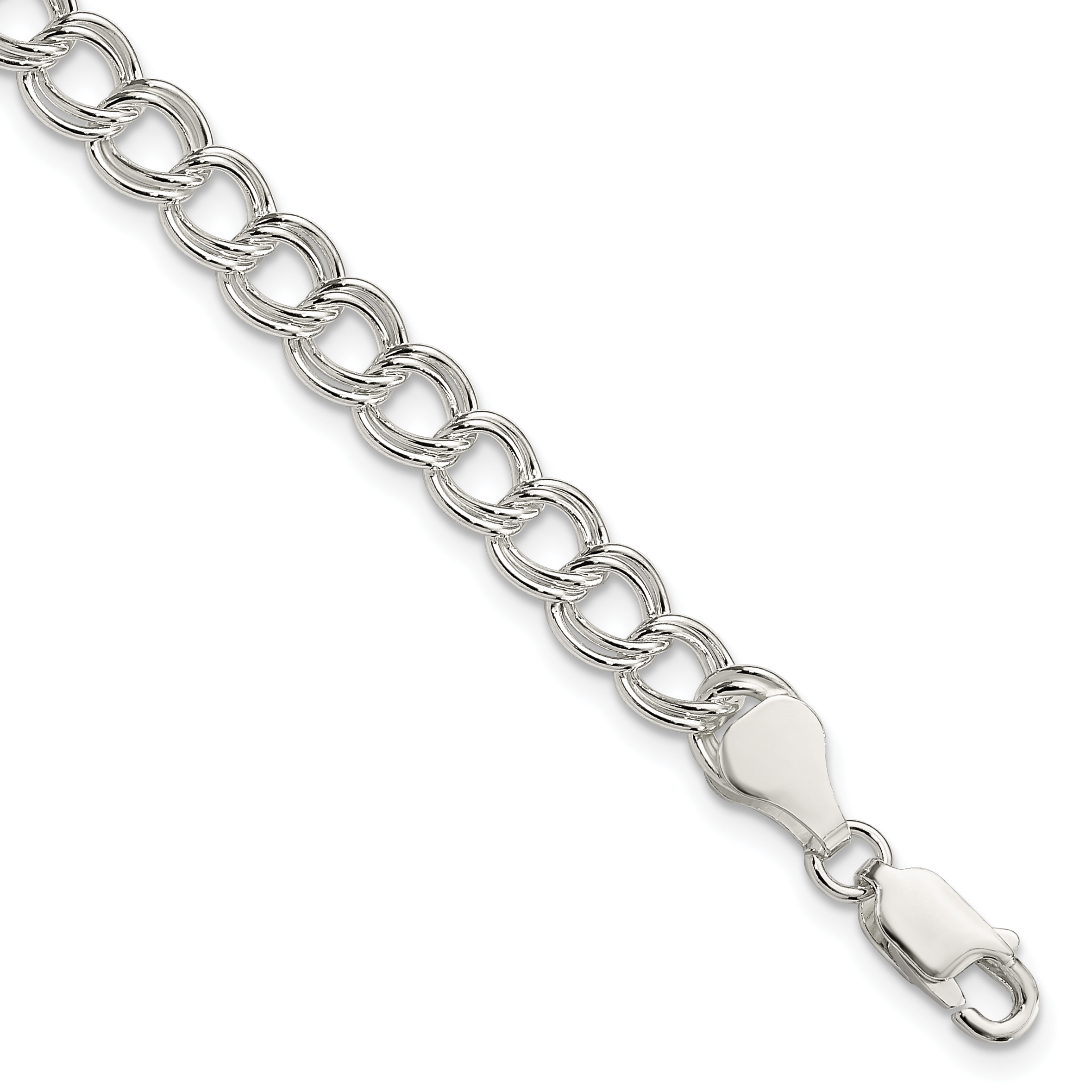 Sterling Silver 6mm Solid Double Link Charm Bracelet (QG128-5.5)