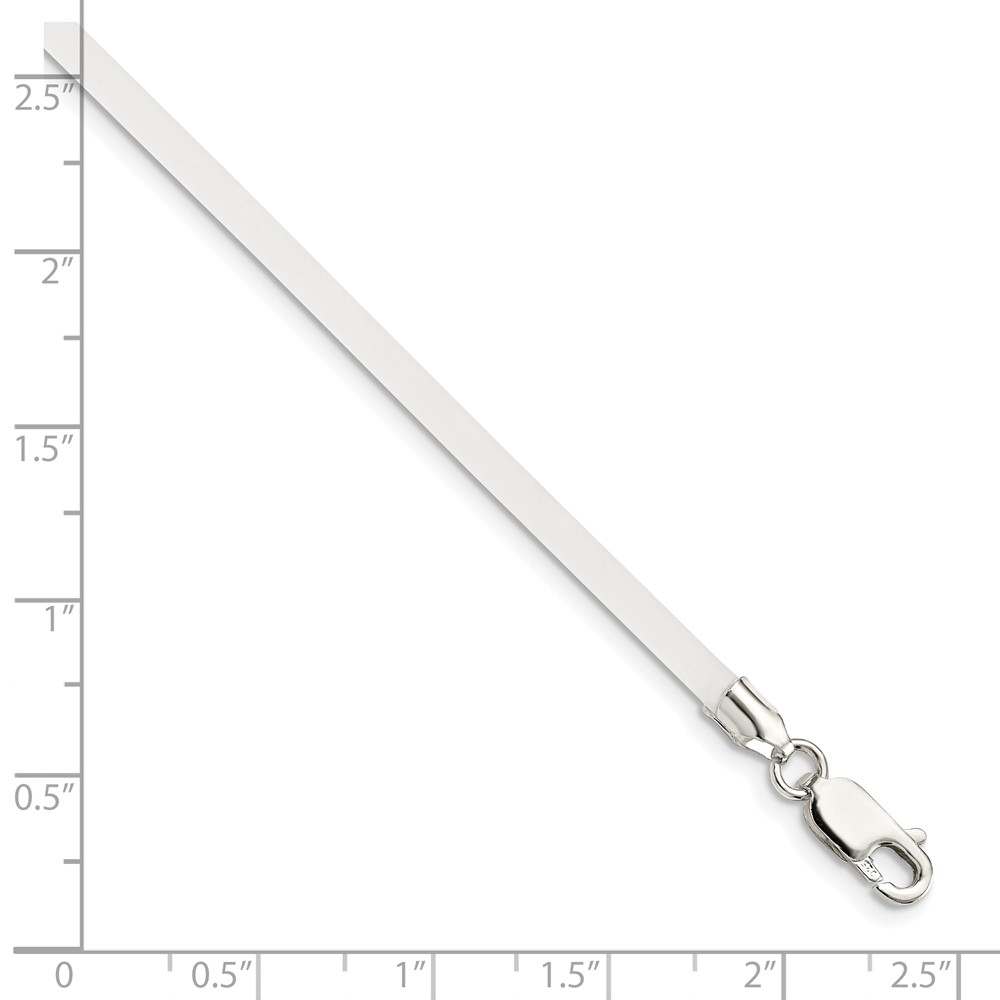 Sterling Silver 16inch 3mm Frosted Clear Rubber Cord Necklace (QG1284-16)